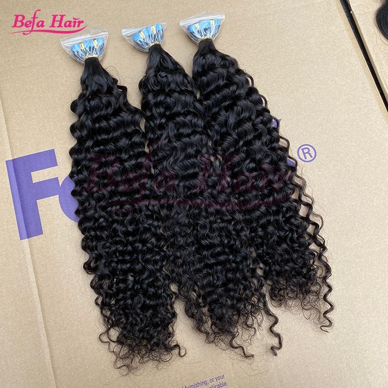 Befa Hair Wholesale Tape Ins 18inch to 26inch Italian Curly human hair Extensions