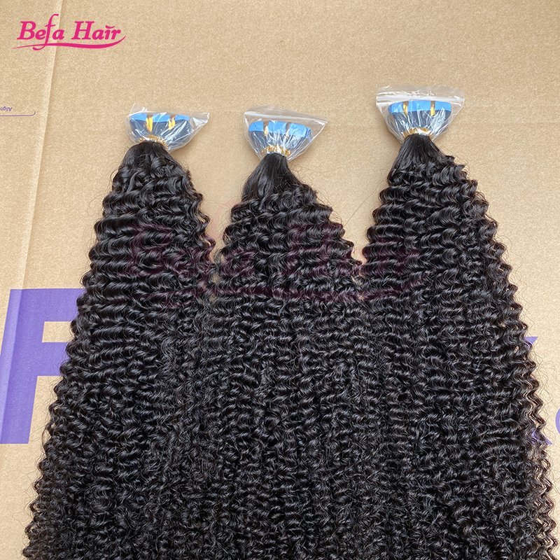 Befa Hair Wholesale Tape Ins 18inch to 26inch Kinky Curly human hair Extensions