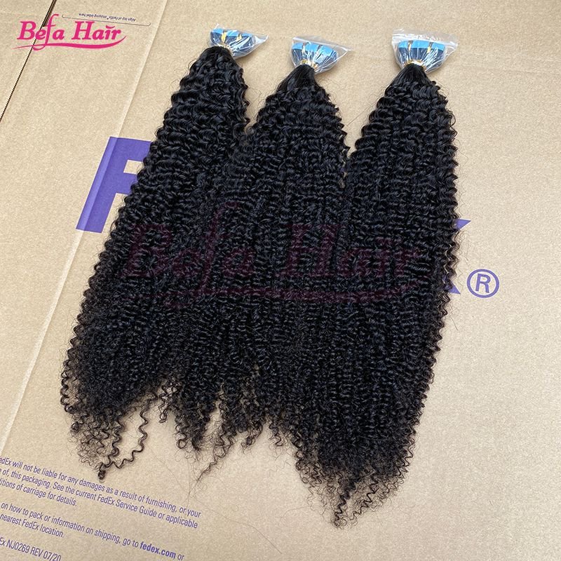 Befa Hair Wholesale Tape Ins 18inch to 26inch Kinky Curly human hair Extensions