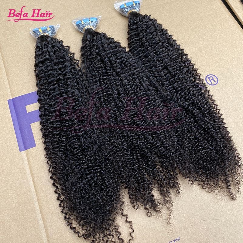 Befa Hair Wholesale Tape Ins 18inch to 26inch Kinky Curly human hair Extensions