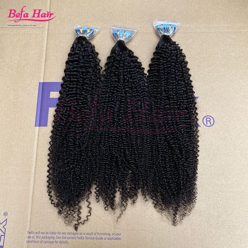 Befa Hair Wholesale Tape Ins 18inch to 26inch Kinky Curly human hair Extensions