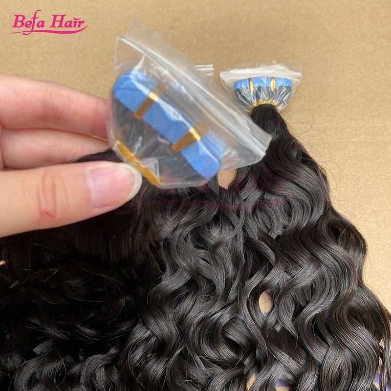 Befa Hair Wholesale Tape Ins 18inch to 26inch Water Wave human hair Extensions