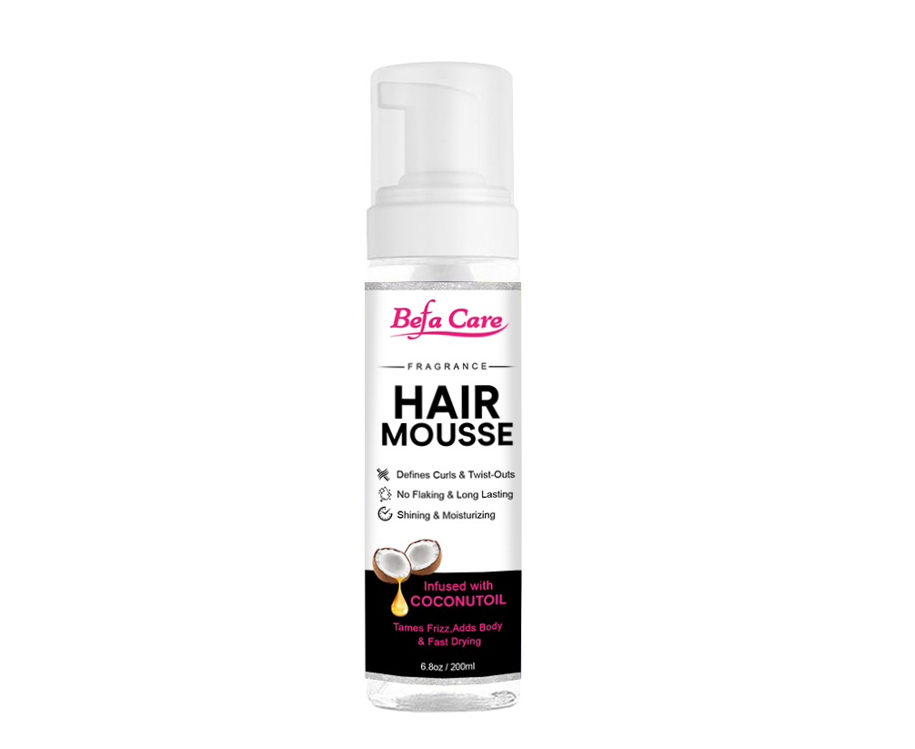 Befa Care Fragrance Coconut Oil Hair Styling Mousse Foam Curl Defining Flexibility Curling Hair Mousse Free Private Label