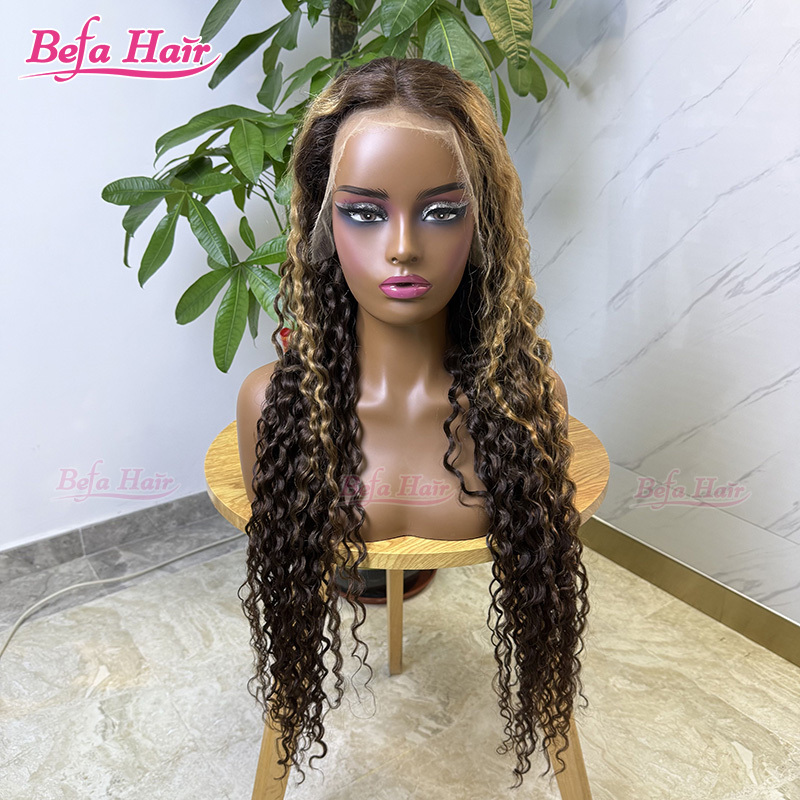 Highlight P4-27 Colored Wigs Deep Wave Human Hair Wigs 4x4/ 5x5/ 13x4/ 13x6 HD Transparent Lace Piano Color Wig