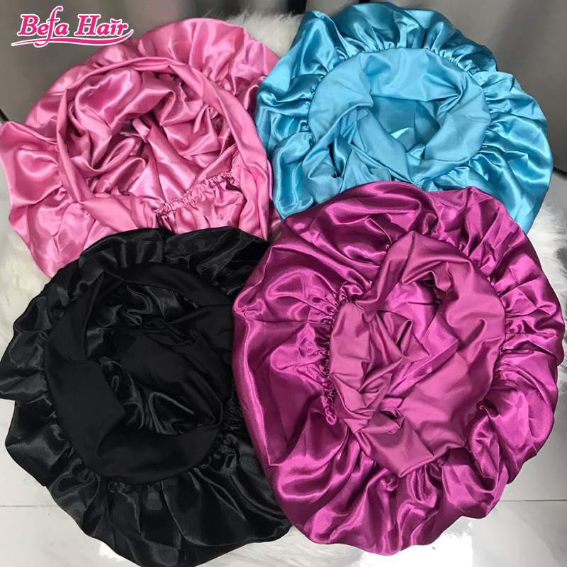 Wholesale Satin Double Layer Bonnet With Band 59cm Free Logo Free Shipping