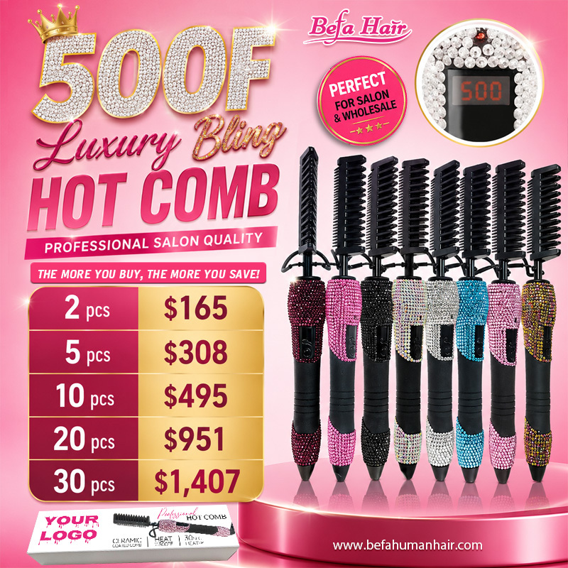 500F Luxury Bling Hot Comb For Huaman Hair Wig Hair Extensions Free Shipping Free Logo