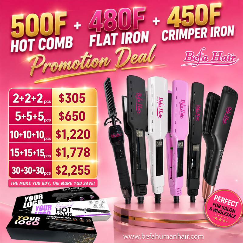 500F Hot Comb + 480F Flat Iron + 450 Crimper Iron Promotion Deal Free Logo Free Shipping