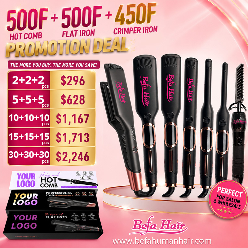 Befa Hair 500F Hot Comb + 500F Flat Iron + 450 Crimper Iron Promotion Deal Free Logo Free Shipping