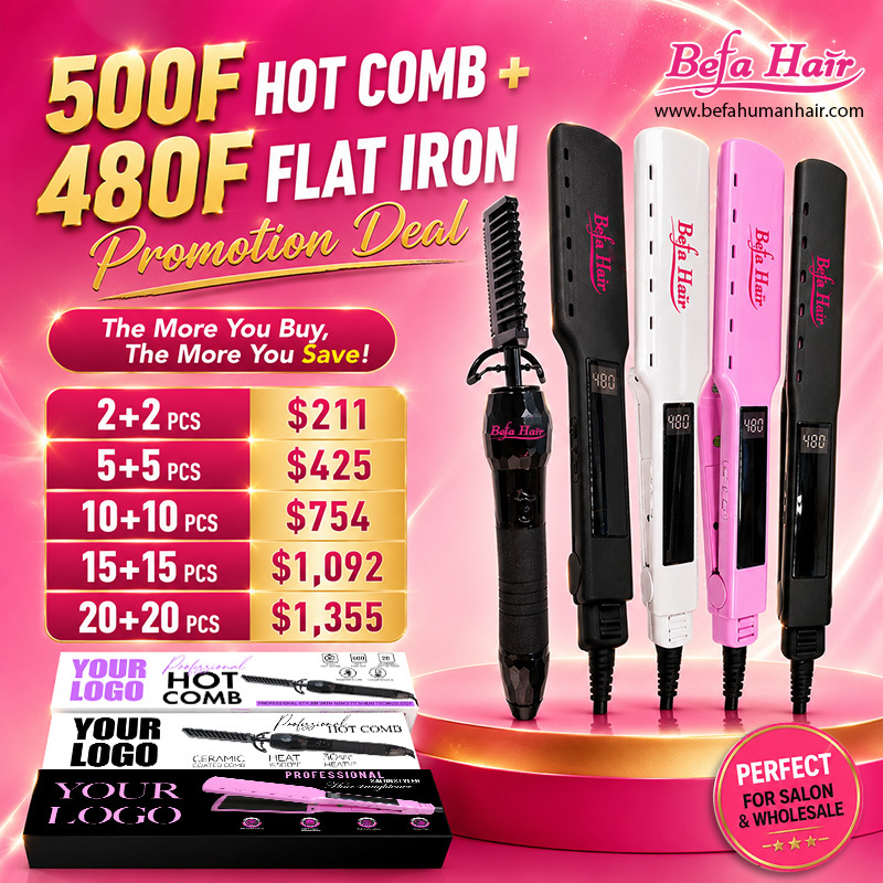 Befa Hair 500F Hot Comb and 480F flat iron Free Logo Free Shipping