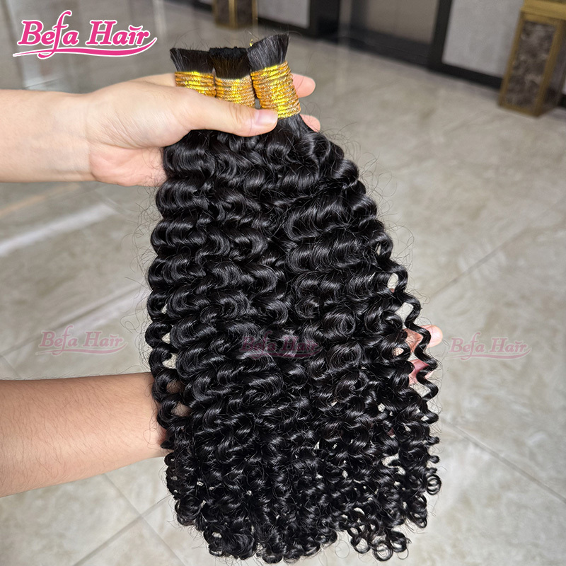 Befa Hair Deep Curly Human Bulk Hair Boho Braiding Brazilian Bundles Vendors No Weft Braiding Hair in Bulk