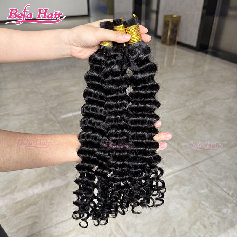 Befa Hair Deep Wave Human Bulk Hair Boho Braiding Brazilian Bundles Vendors No Weft Braiding Hair in Bulk