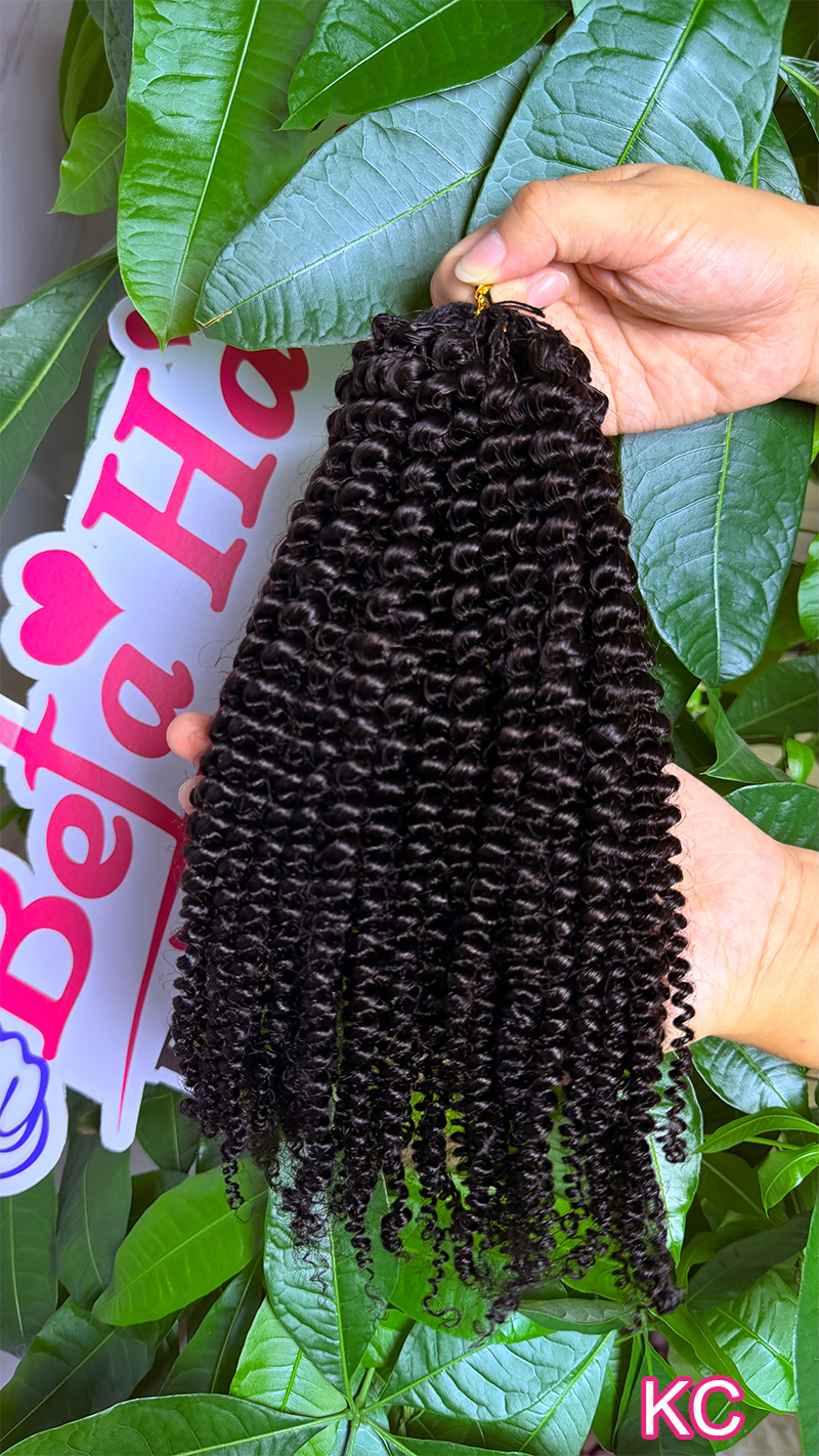 Befa Hair Wholesale Kinky Curl Cuticle Aligne Hair Crochet Extensions Miracle Wefts Human Hair Extensions Natural Black
