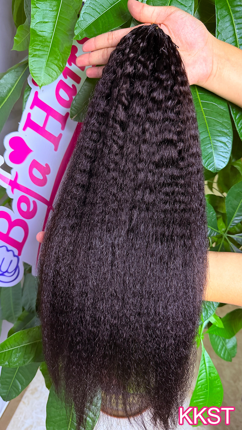 Befa Hair Wholesale Kinky Straight Cuticle Aligne Hair Crochet Extensions Miracle Wefts Human Hair Extensions Natural Black