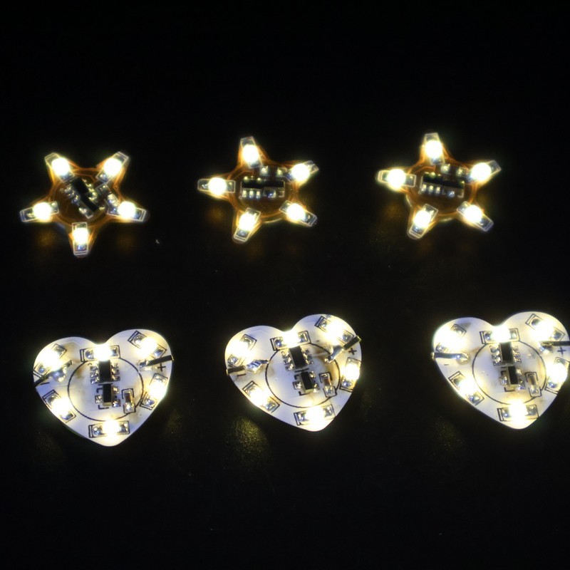 Mini Heart Star Shape LED Light Module Warm White SMD LED Circuit Board for DIY Crafts Wedding Party Decoration
