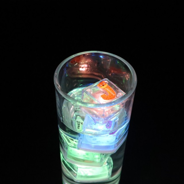 Water-Activated LED Ice Cubes with Animal Letters