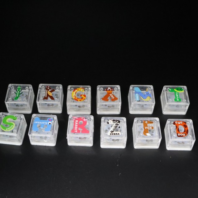 Water-Activated LED Ice Cubes with Animal Letters