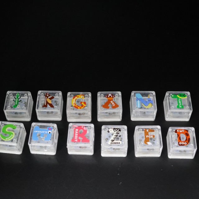 Water-Activated LED Ice Cubes with Animal Letters