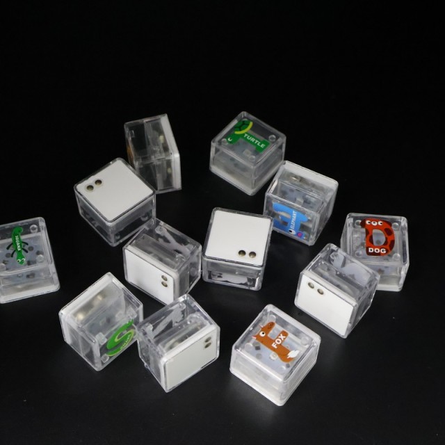 Water-Activated LED Ice Cubes with Animal Letters