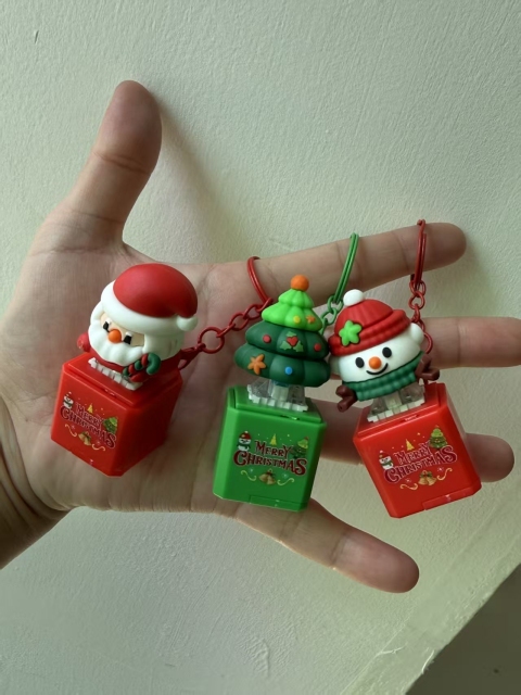 Christmas Sound Light Button Keychain