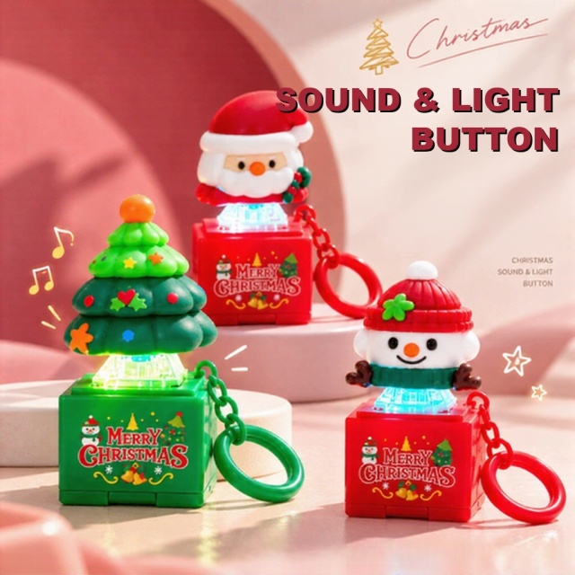 Christmas Sound Light Button Keychain