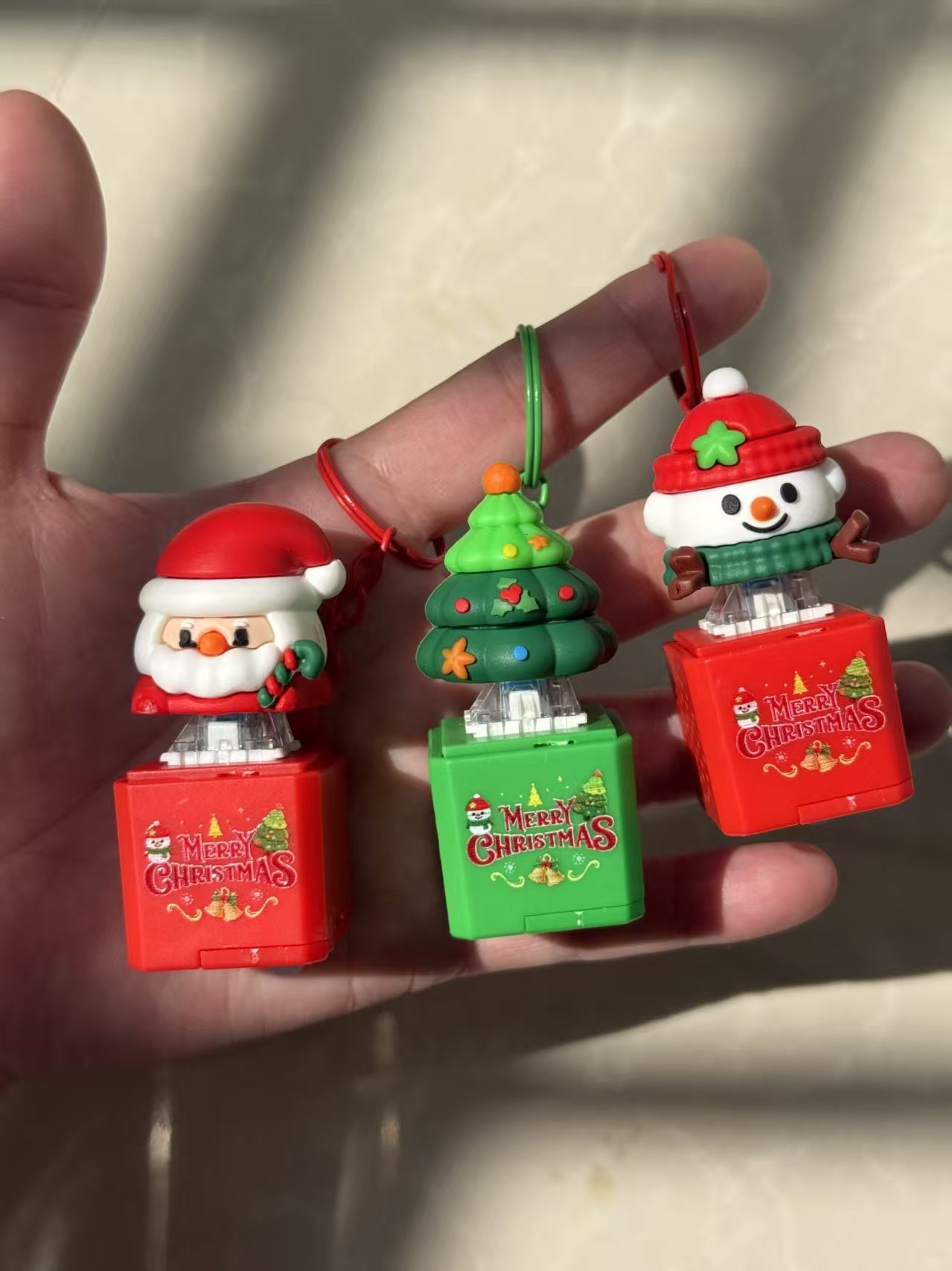 Christmas Sound Light Button Keychain