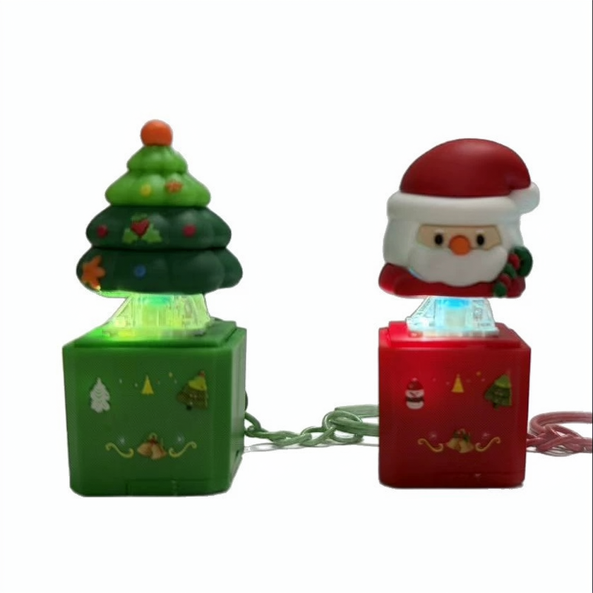 Christmas Sound Light Button Keychain
