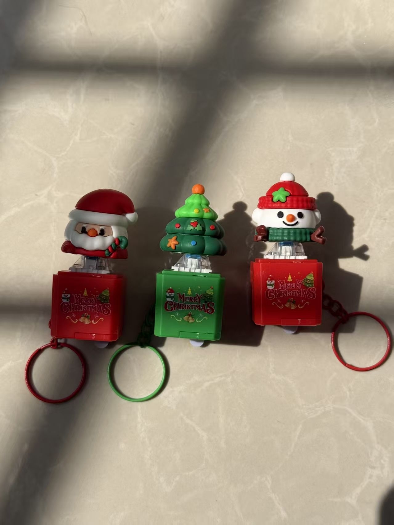 Christmas Sound Light Button Keychain