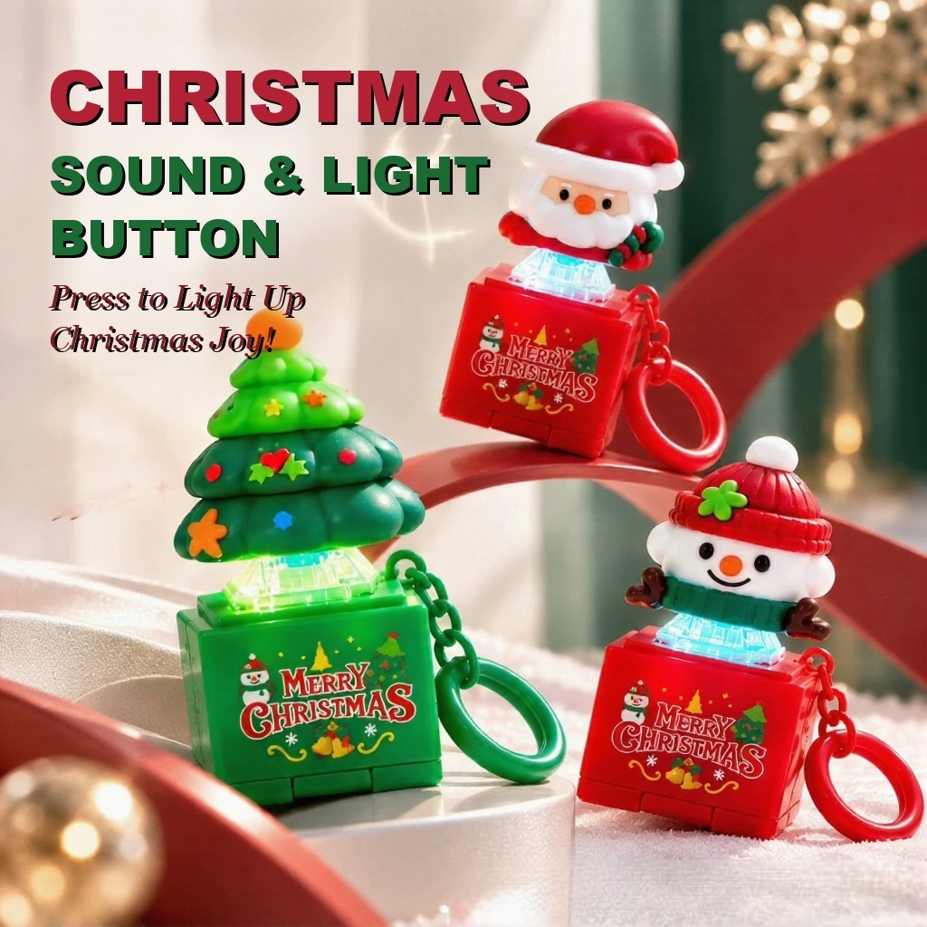 Christmas Sound Light Button Keychain