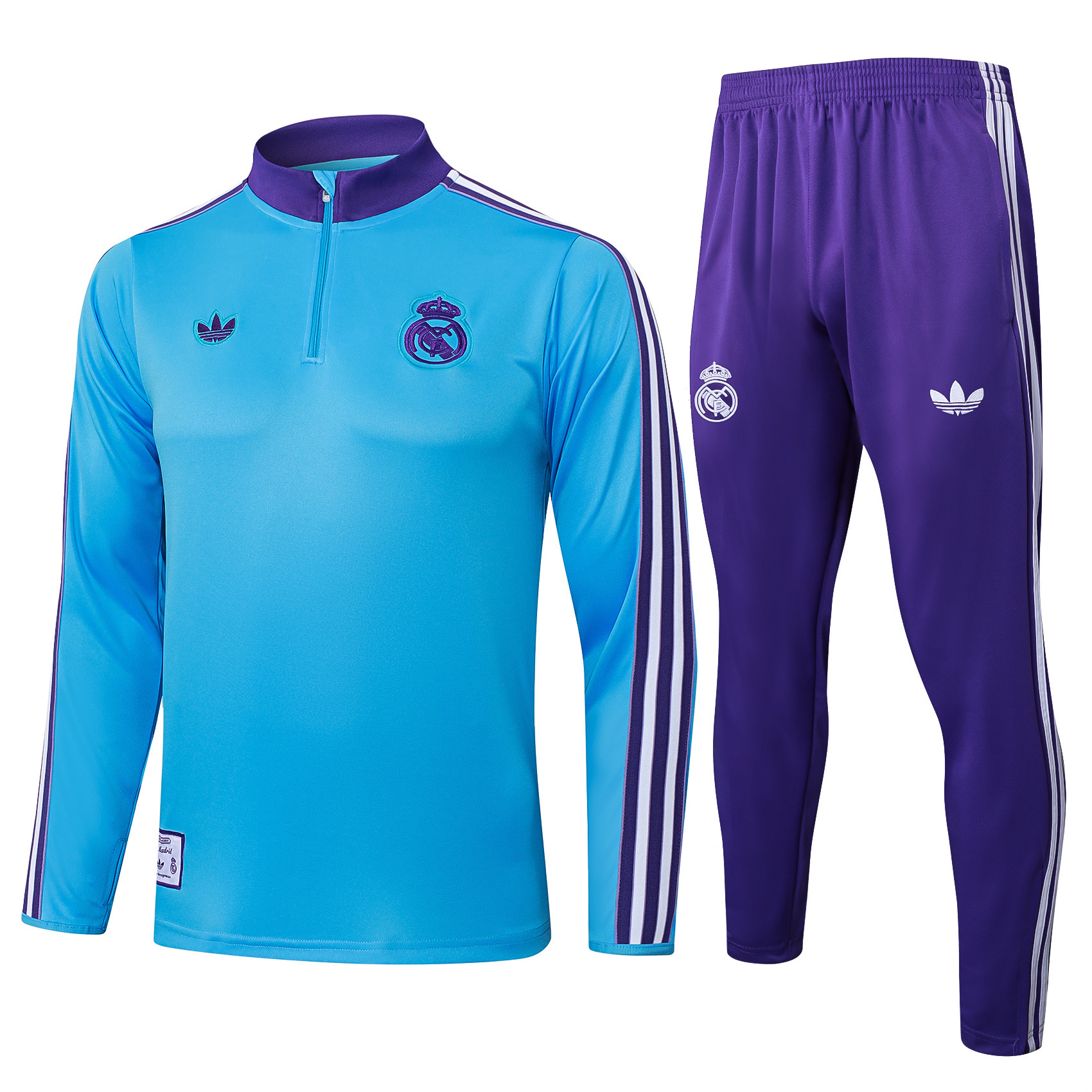 2526 Half Pull Real Madrid Light Blue Retro Edition Children + Adults