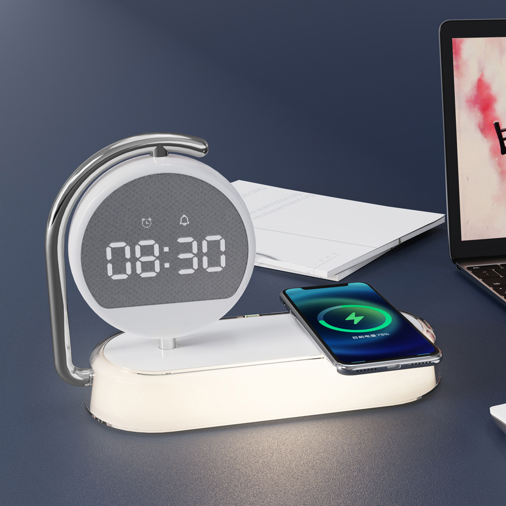 Wireless Charger Alarm Clock with Night Light - product view 3