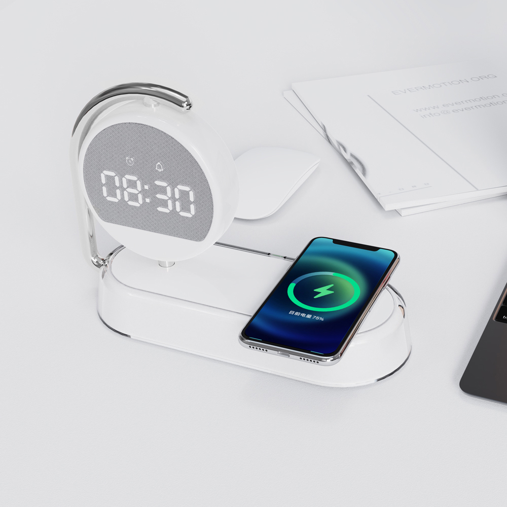 Wireless Charger Alarm Clock with Night Light - product view 4