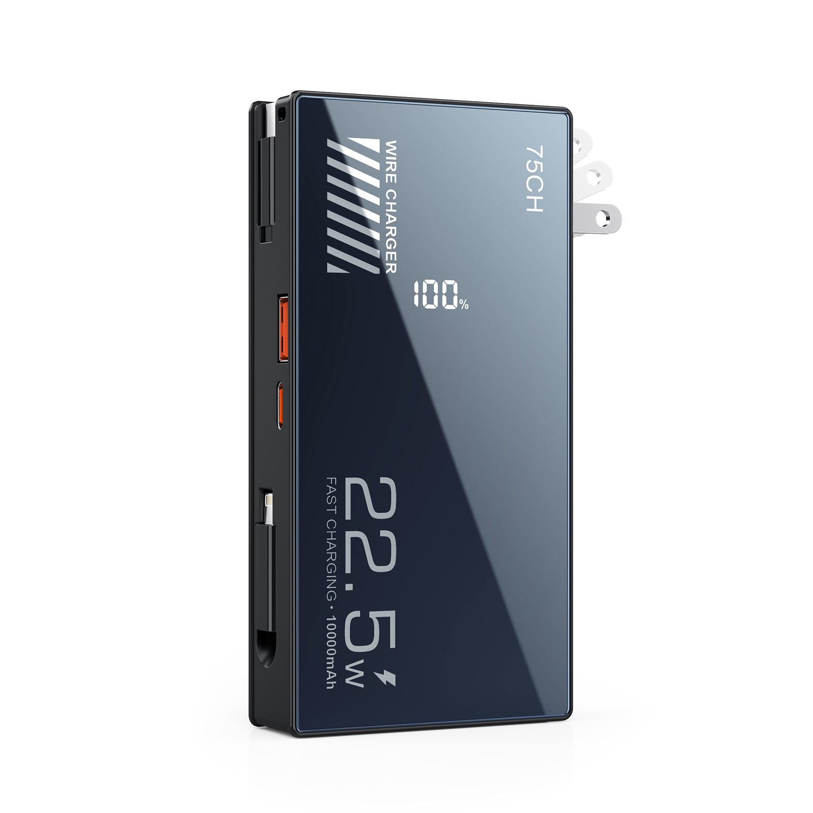 Custom Power Bank with Built-In Cable and Plug