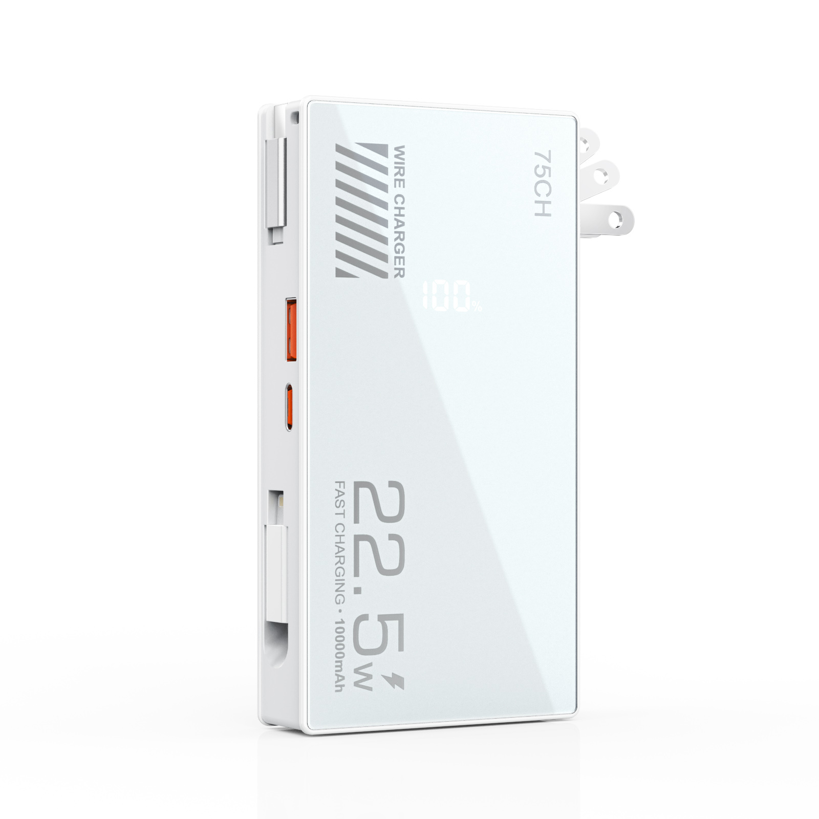 Custom Power Bank with Built-In Cable and Plug