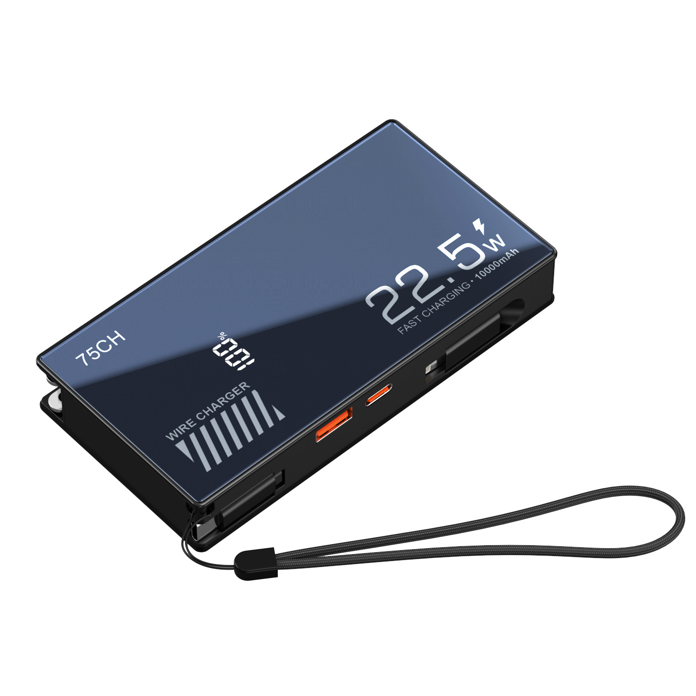 Custom Power Bank with Built-In Cable and Plug