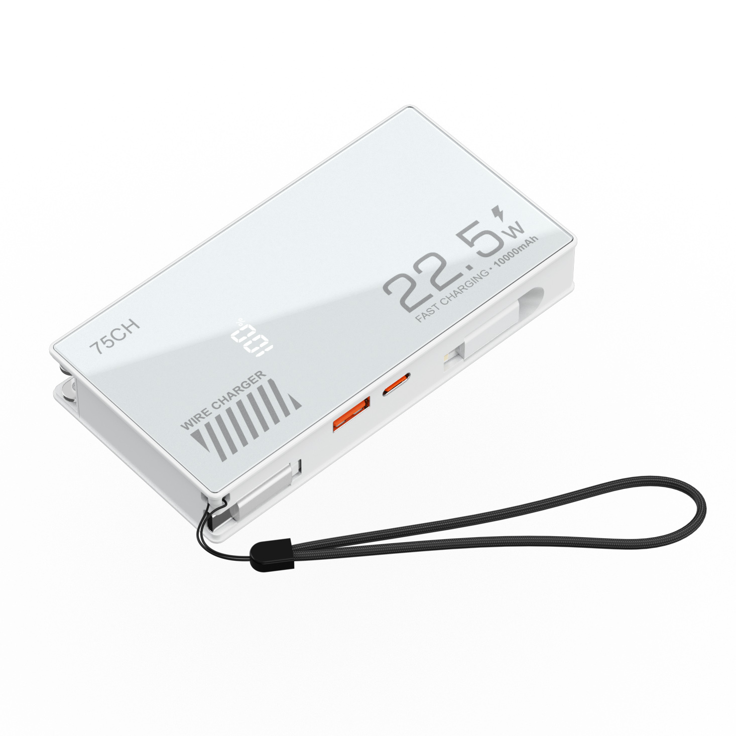 Custom Power Bank with Built-In Cable and Plug