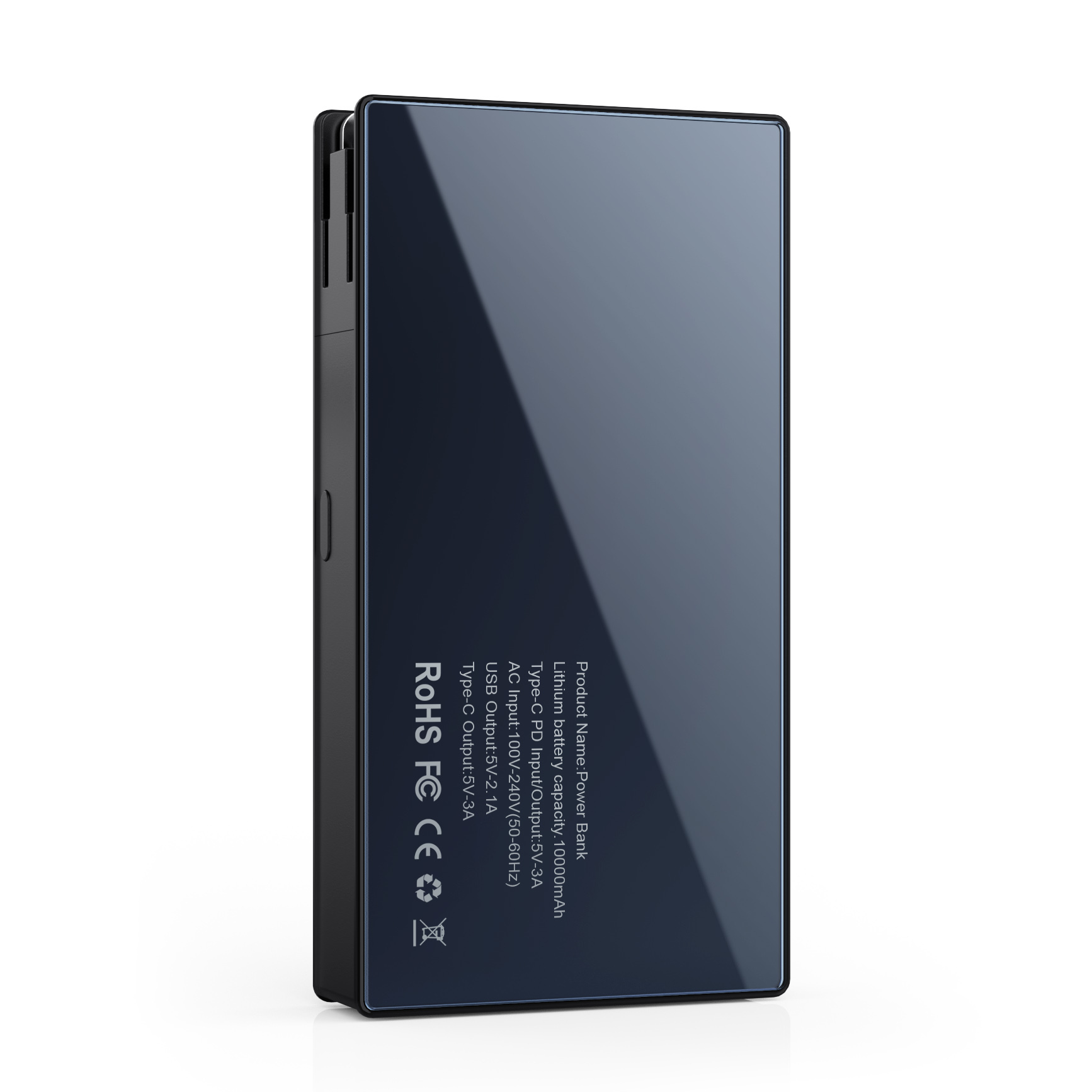Custom Power Bank with Built-In Cable and Plug