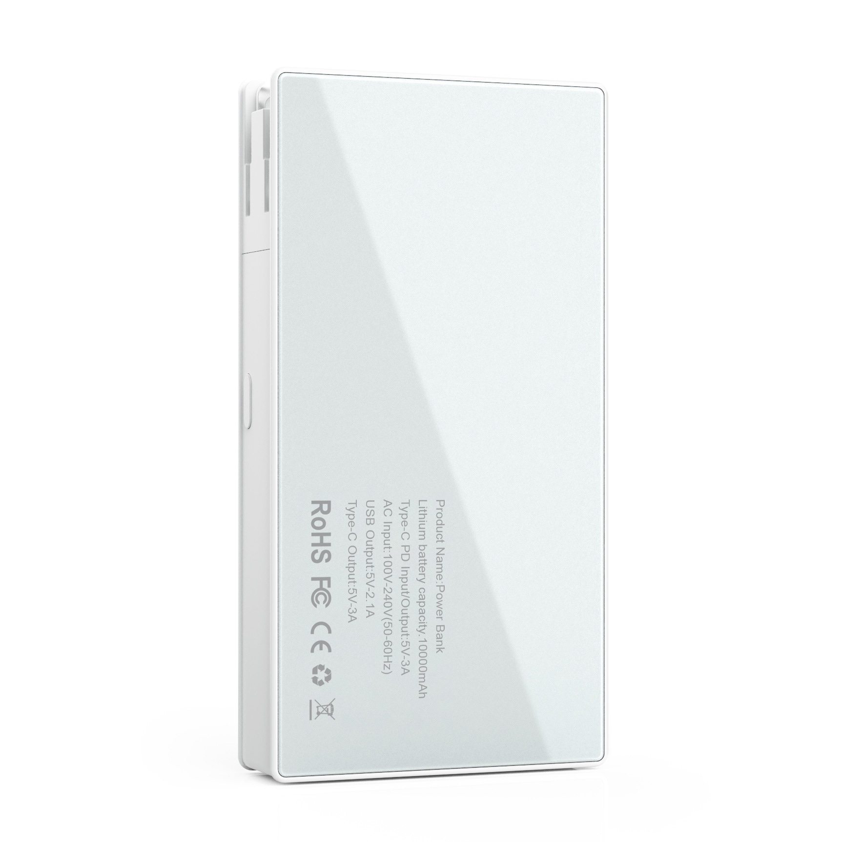Custom Power Bank with Built-In Cable and Plug