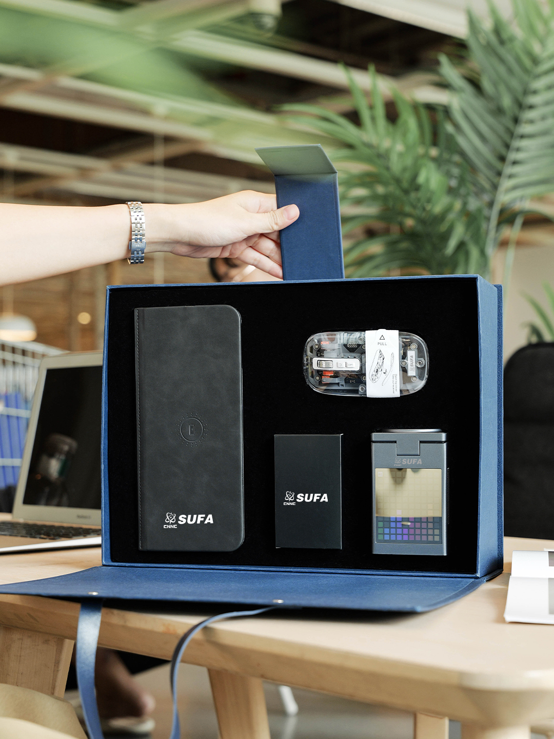 Custom Wireless Tech Gift Set with Mouse Pad and Power Bank