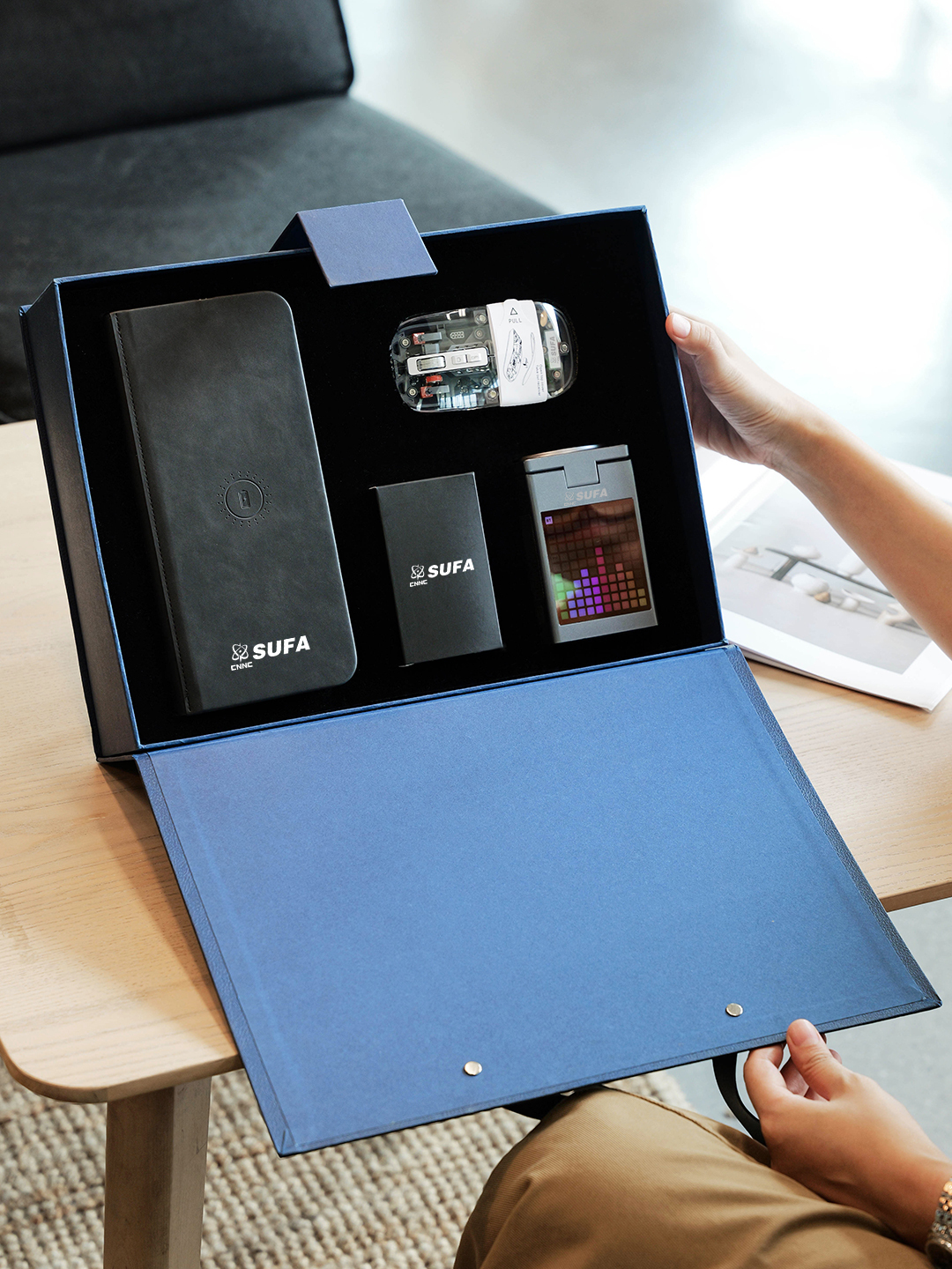 Custom Wireless Tech Gift Set with Mouse Pad and Power Bank