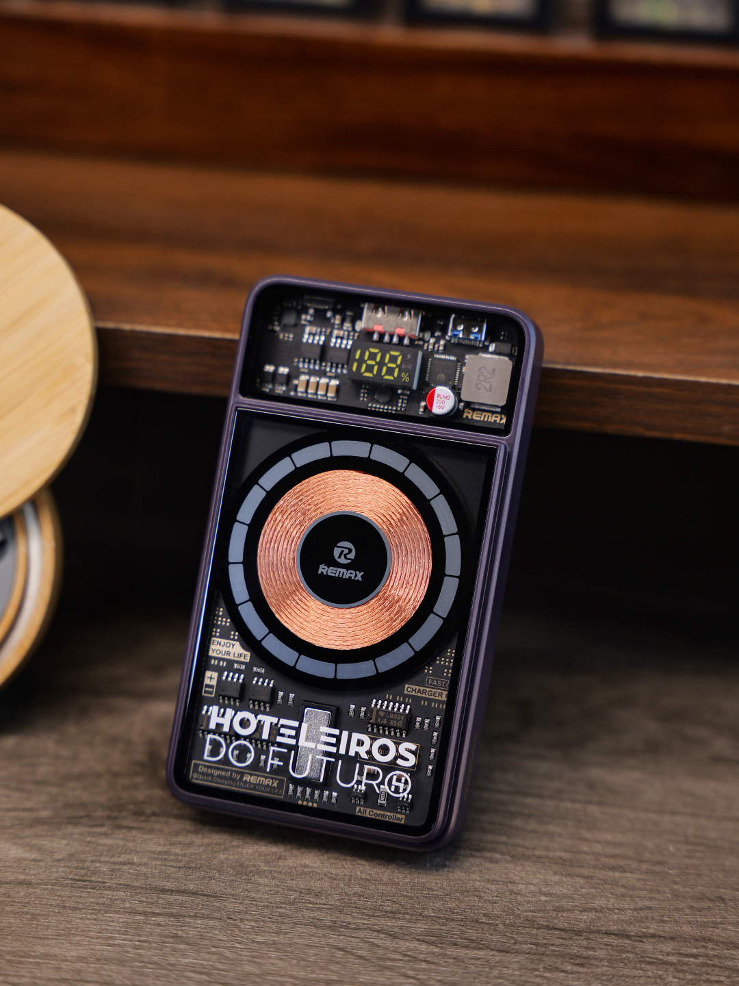 Custom Transparent Magnetic Power Bank Gift Set with Wooden Box