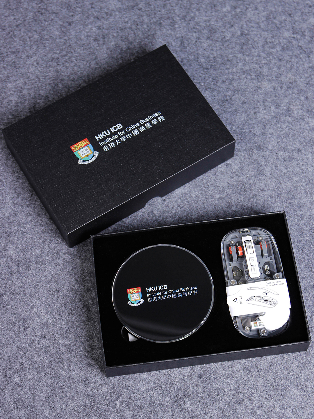 Custom Wireless Charger and Transparent Mouse Gift Set