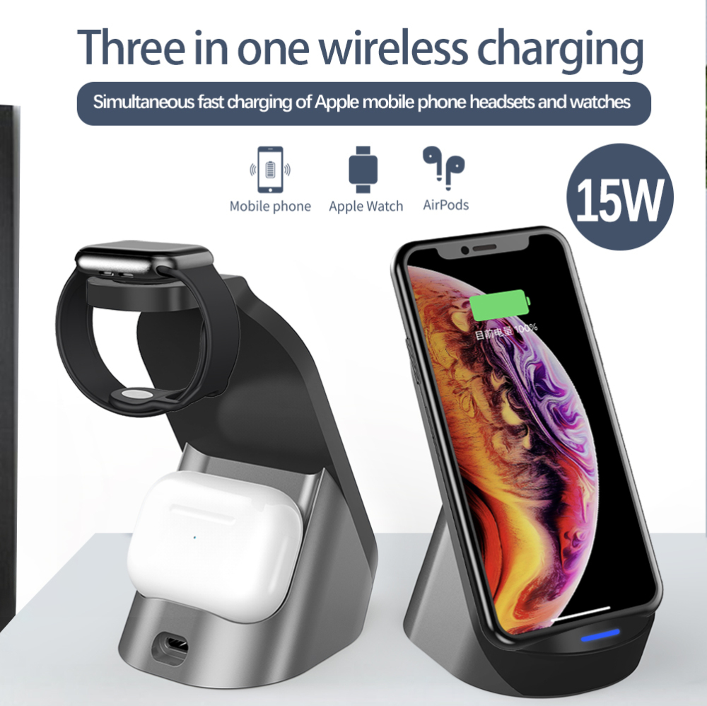 LC0206  3-in-1 Standing Wireless Charger – Corporate Gift Set