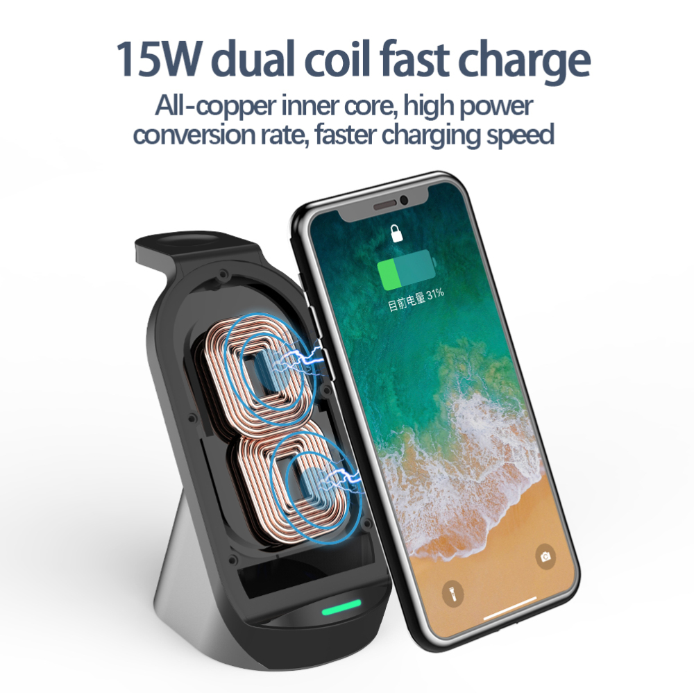 LC0206  3-in-1 Standing Wireless Charger – Corporate Gift Set