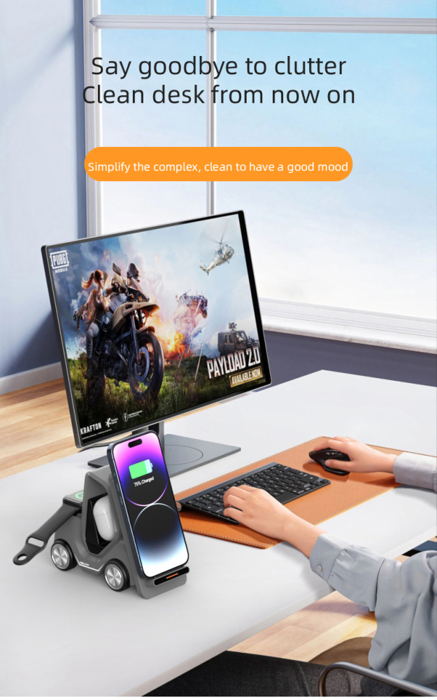 T20S Car-Shaped 3-in-1 Wireless Charger Gift Set — Fast Charging for Phone, Smartwatch & Earbuds | Premium Custom Corporate Gift Box