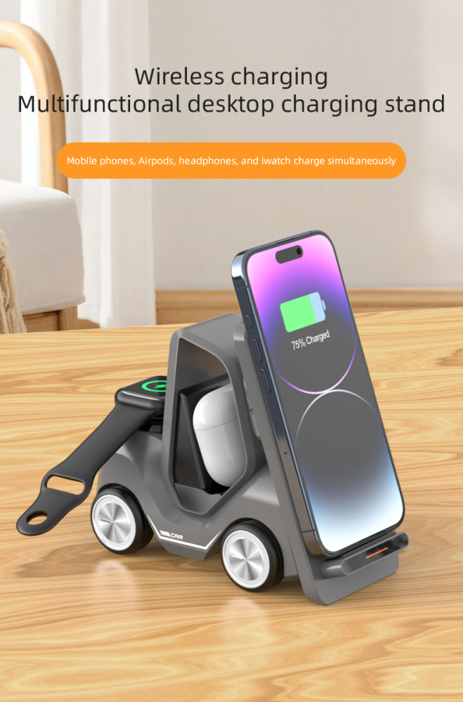 T20S Car-Shaped 3-in-1 Wireless Charger Gift Set — Fast Charging for Phone, Smartwatch & Earbuds | Premium Custom Corporate Gift Box