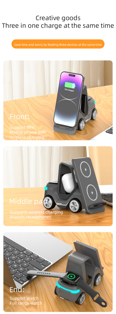 T20S Car-Shaped 3-in-1 Wireless Charger Gift Set — Fast Charging for Phone, Smartwatch & Earbuds | Premium Custom Corporate Gift Box