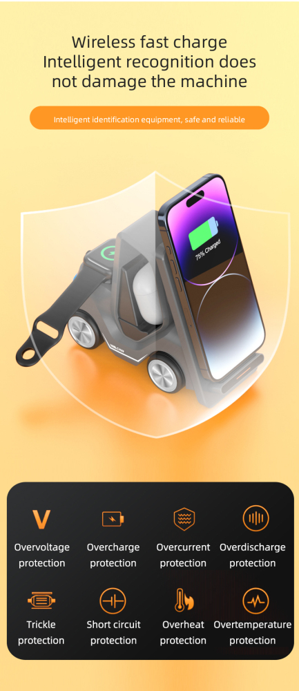 T20S Car-Shaped 3-in-1 Wireless Charger Gift Set — Fast Charging for Phone, Smartwatch & Earbuds | Premium Custom Corporate Gift Box