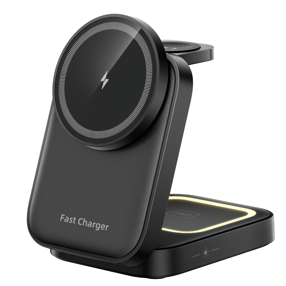 HT-541 Magnetic 3-in-1 Foldable Wireless Charger – Minimalist Design Corporate Gift Set