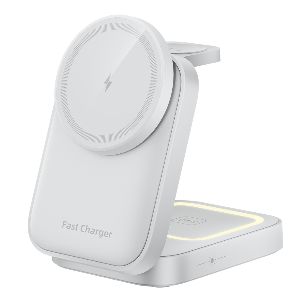 HT-541 Magnetic 3-in-1 Foldable Wireless Charger – Minimalist Design Corporate Gift Set