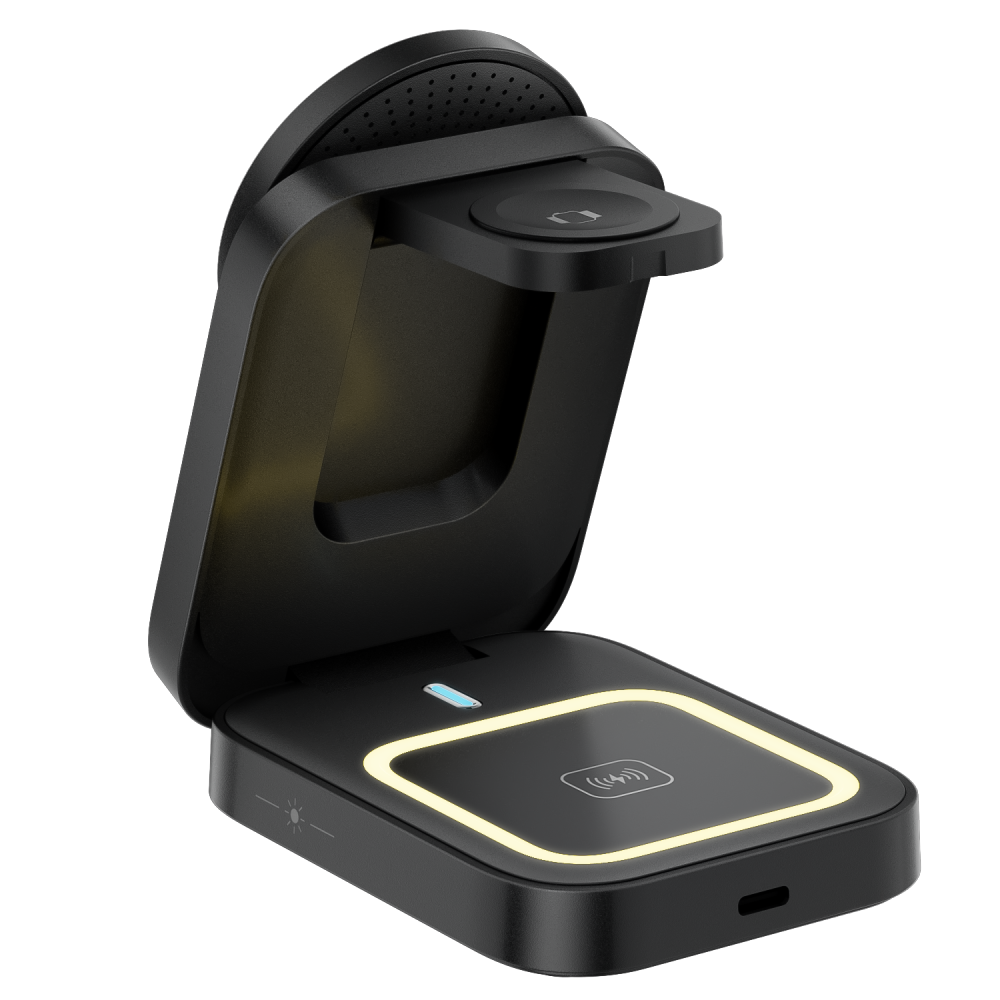 HT-541 Magnetic 3-in-1 Foldable Wireless Charger – Minimalist Design Corporate Gift Set